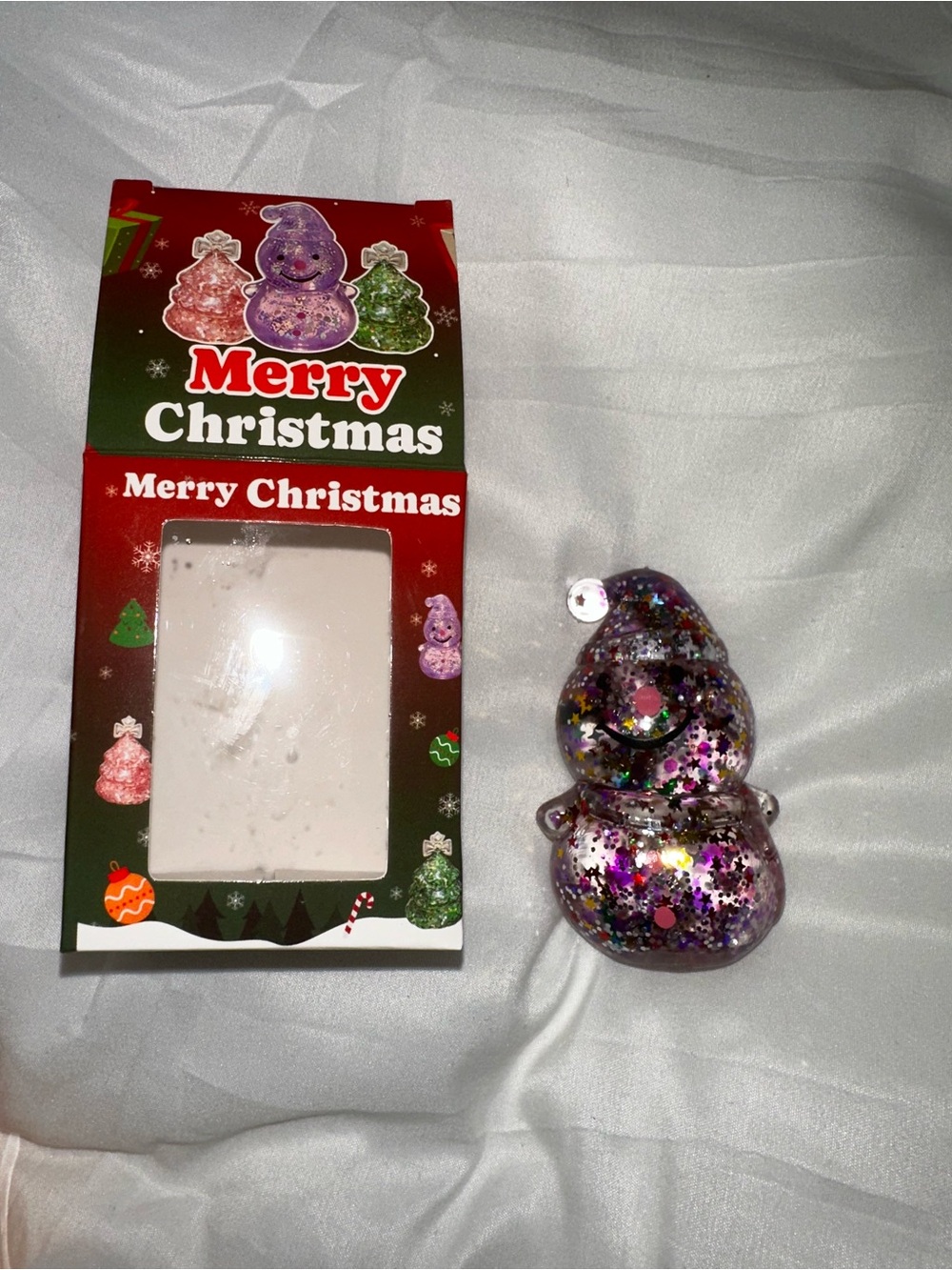 Merry Christmas Glitter Snowman sugar squishy - Purple
